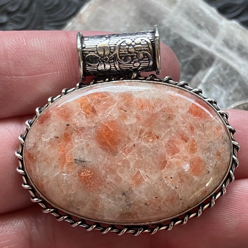 Orange Sunstone Crystal Stone Jewelry Pendant